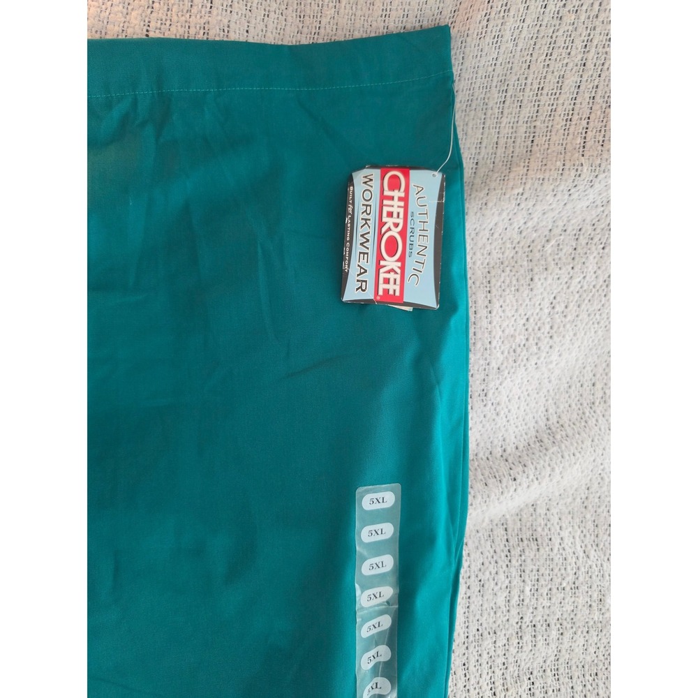 Cherokee Workwear Scrub Pants 5XL Teal Green Drawstring Medical Uniform 4100 NEW - Picture 3 of 5